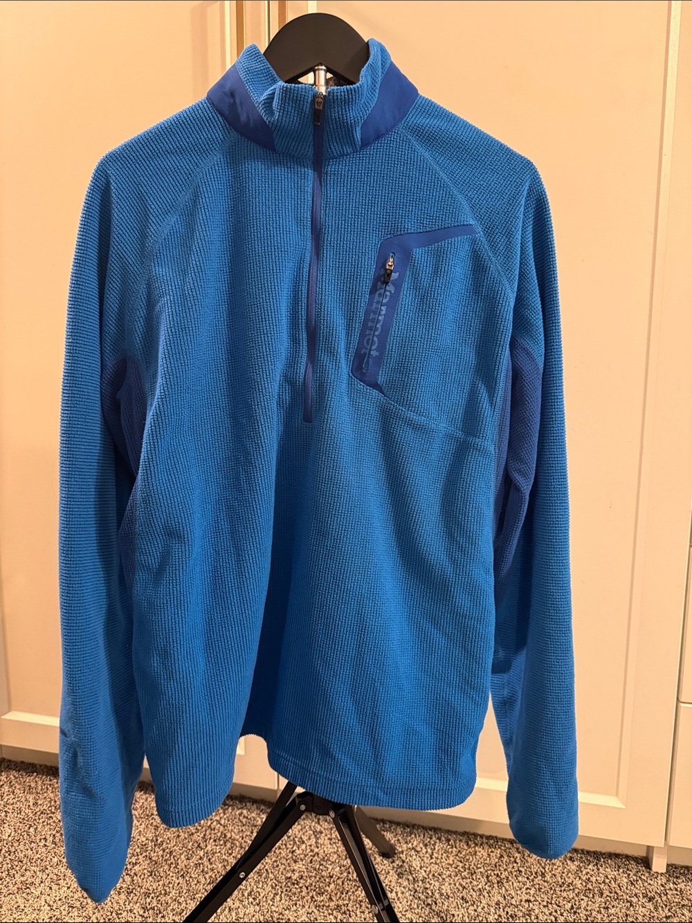 Marmot Alpinist Men’s Medium 1/2 Zip Fleece Jacket Blue Pullover